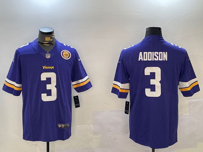 Men Minnesota Vikings #3 Addison Purple Second generation 2024 Nike Limited NFL Jersey style 2->minnesota vikings->NFL Jersey